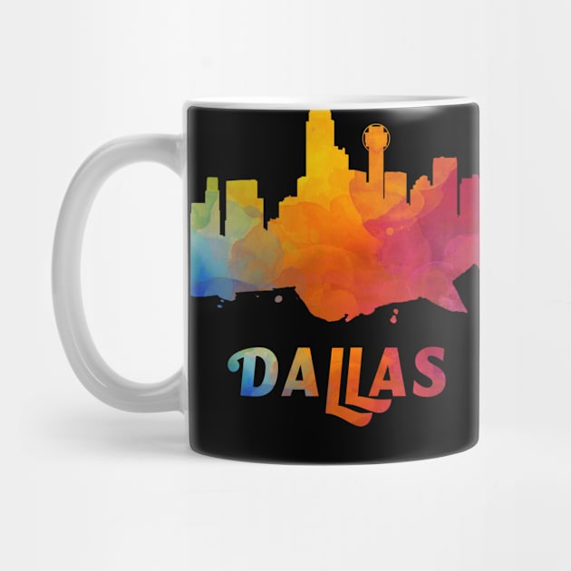Dallas Skyline Watercolor Style by ThirdEyeAerial